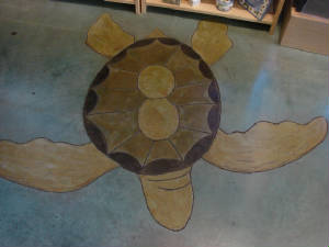 This is a Stained Concrete Turtle with Epoxy